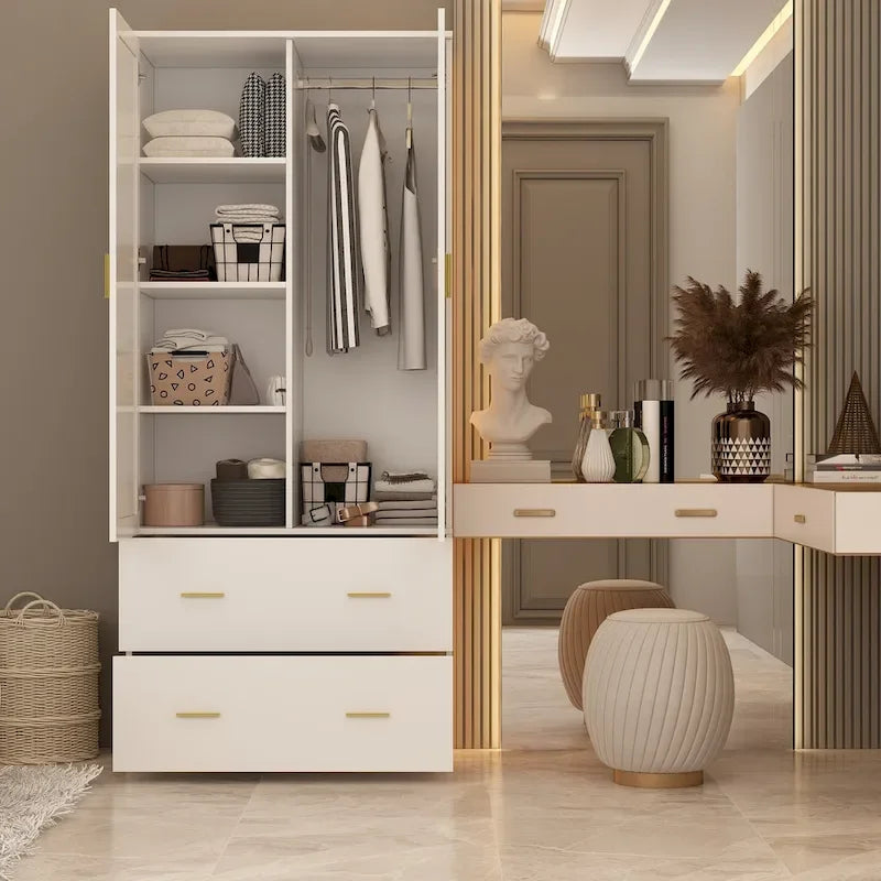 Timechee Armoire Armadi con specchio e appendiabiti