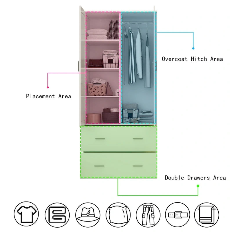 Timechee Armoire Armadi con specchio e appendiabiti