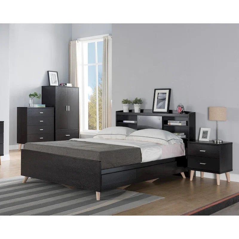 Testiera da letto DH BASIC Contemporary Cappuccino a 6 ripiani di Denhour