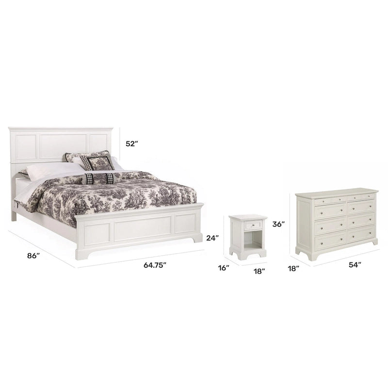 Set da camera da letto matrimoniale Naples bianco sporco da 3 pezzi