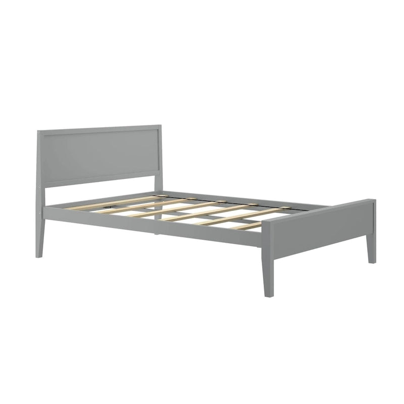 Letto matrimoniale con travi a vista e testiera a pannello