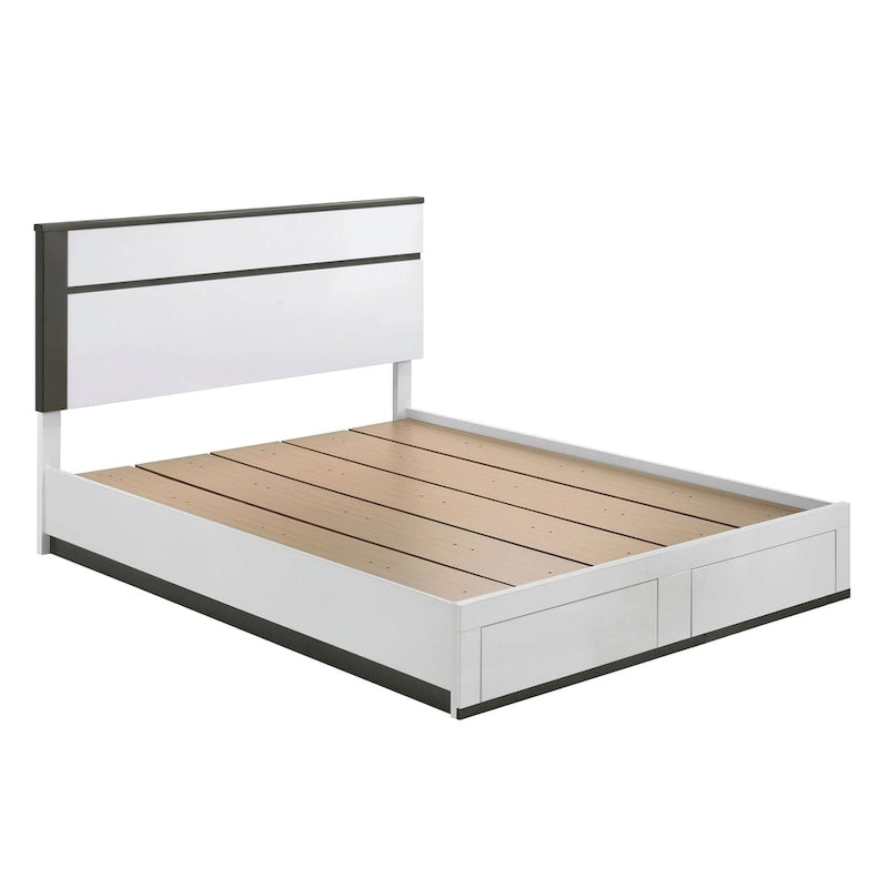 Letto a piattaforma moderno bianco a 2 cassetti Conjira di Furniture of America