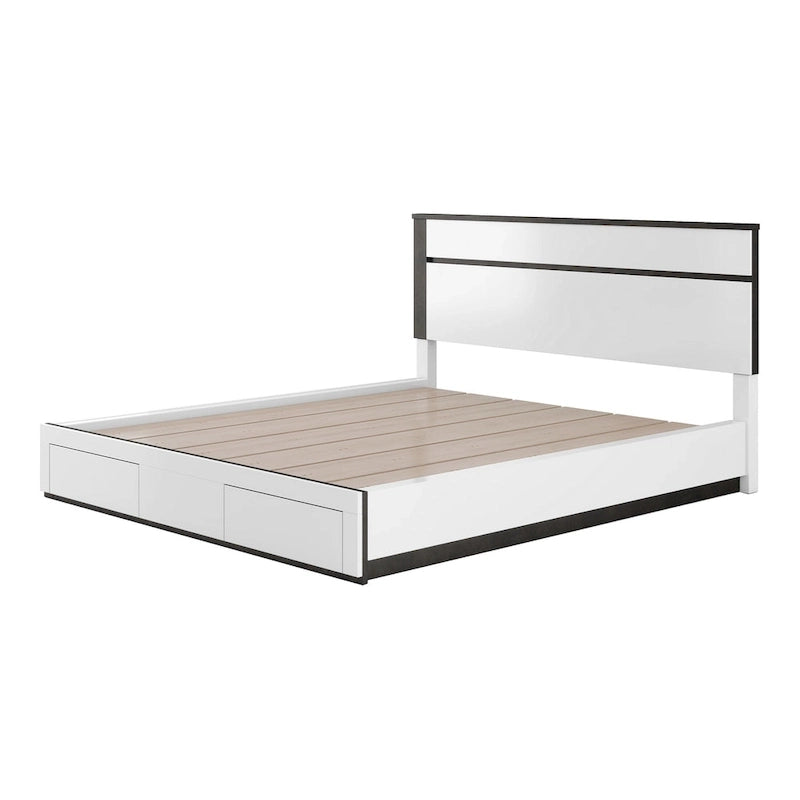 Letto a piattaforma moderno bianco a 2 cassetti Conjira di Furniture of America