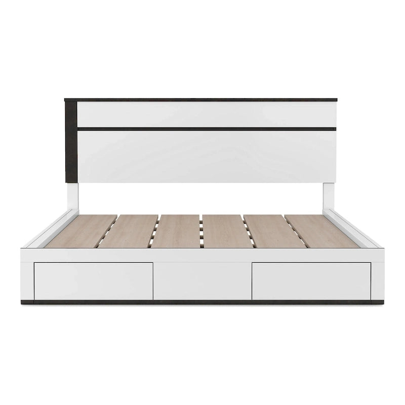 Letto a piattaforma moderno bianco a 2 cassetti Conjira di Furniture of America
