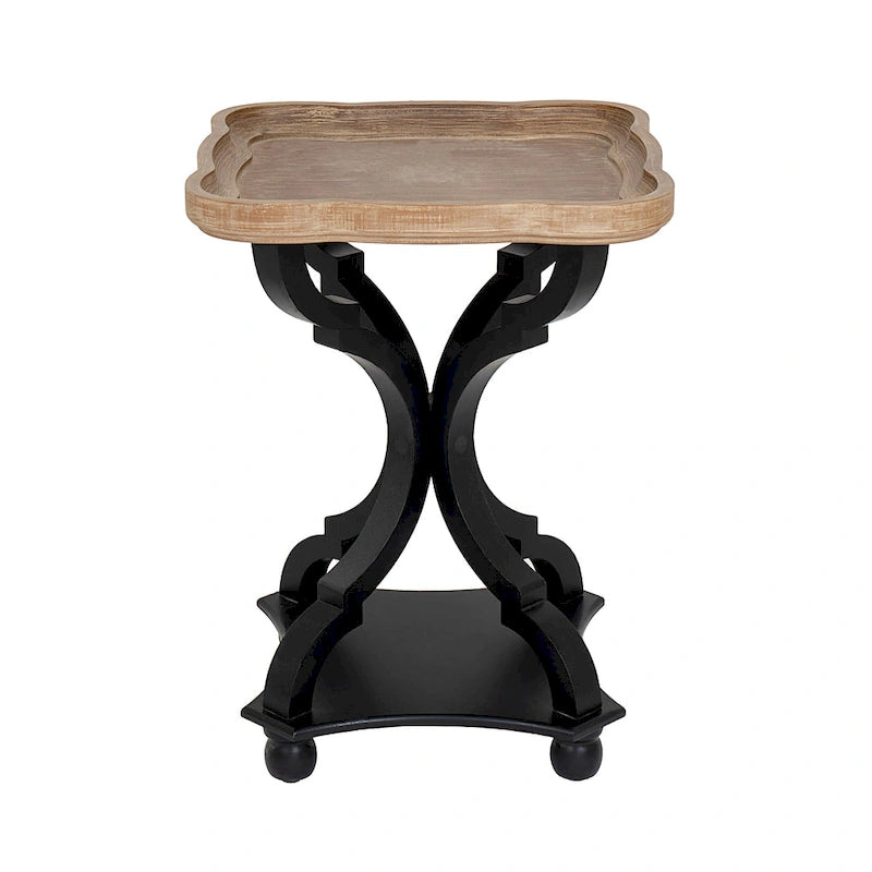 COZAYH Set di 2 tavolini rustici con vassoio in stile fattoria