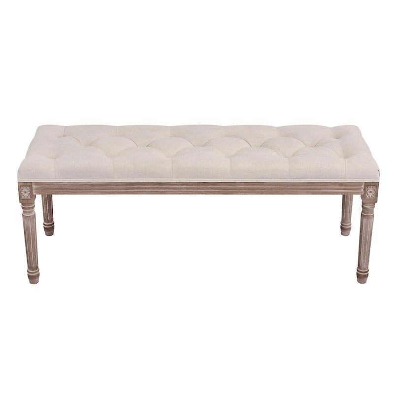 Panca imbottita vintage francese extra lunga CO-Z con struttura in legno intagliato