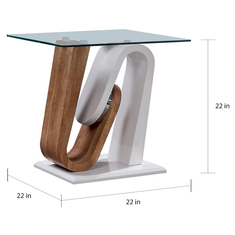Set di tavolini da caffè Tong Contemporary da 47 pollici con piano in vetro bianco e naturale, composto da 2 pezzi, di Furniture of America