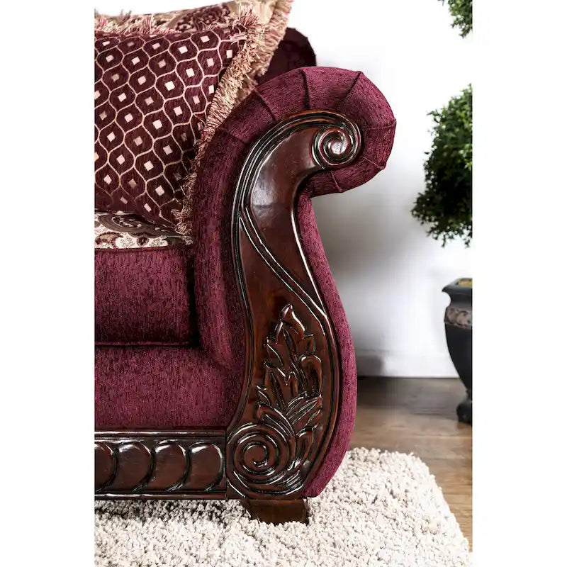 Divano con braccioli arrotolati rivestito in tessuto tradizionale Fova di Furniture of America