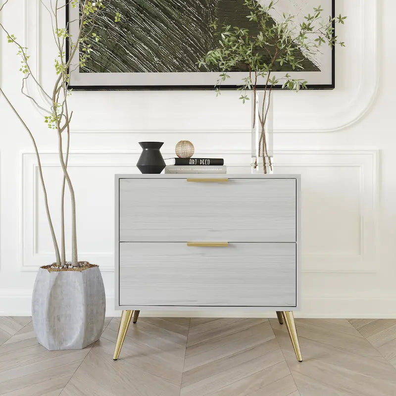 Comodino contemporaneo in legno a 2 cassetti CraftPorch