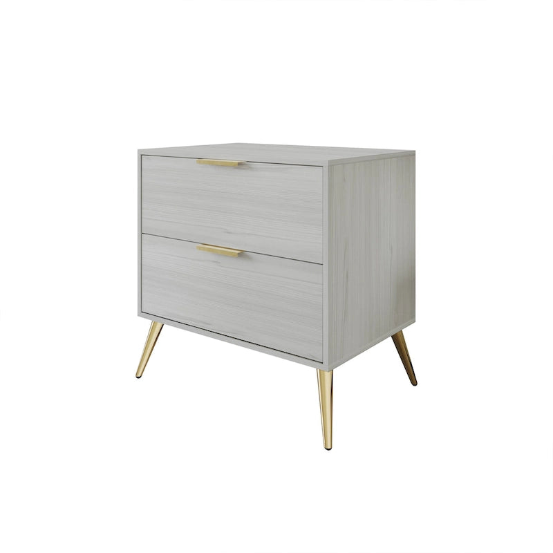 Comodino contemporaneo in legno a 2 cassetti CraftPorch