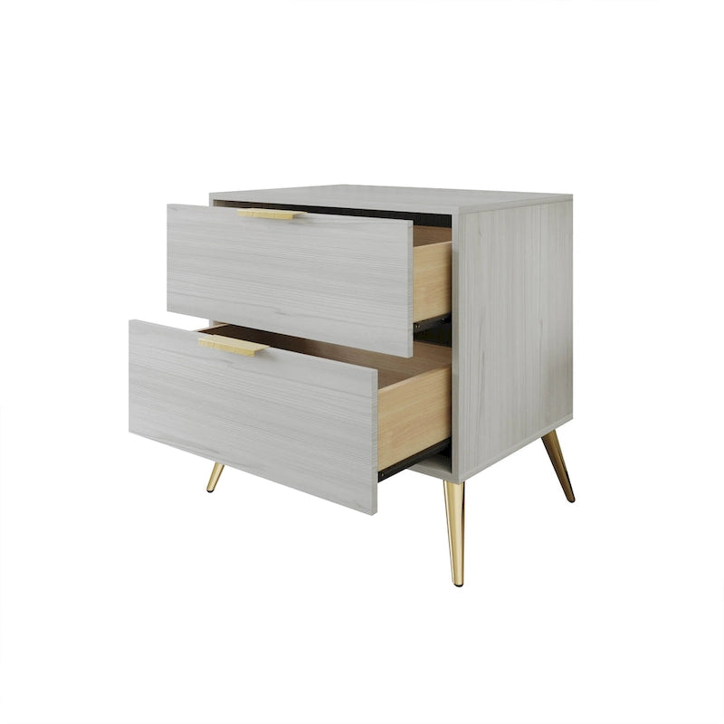 Comodino contemporaneo in legno a 2 cassetti CraftPorch
