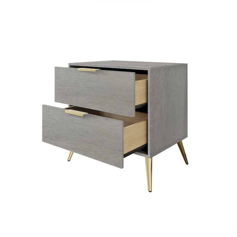 Comodino contemporaneo in legno a 2 cassetti CraftPorch