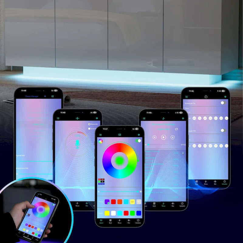 Mobile buffet con mobile bar contenitore, luce LED, ante lucide per camera da letto e soggiorno