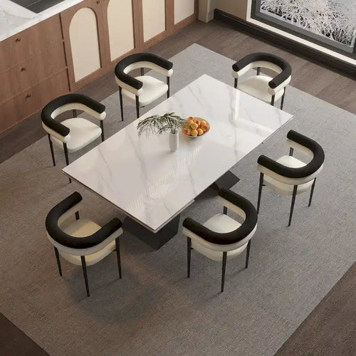 Set da pranzo estensibile in pietra sinterizzata, moderno e minimalista, per 8 persone, 9 pezzi