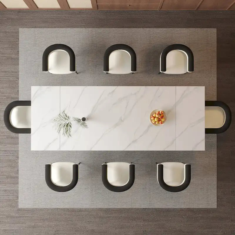 Set da pranzo estensibile in pietra sinterizzata, moderno e minimalista, per 8 persone, 9 pezzi