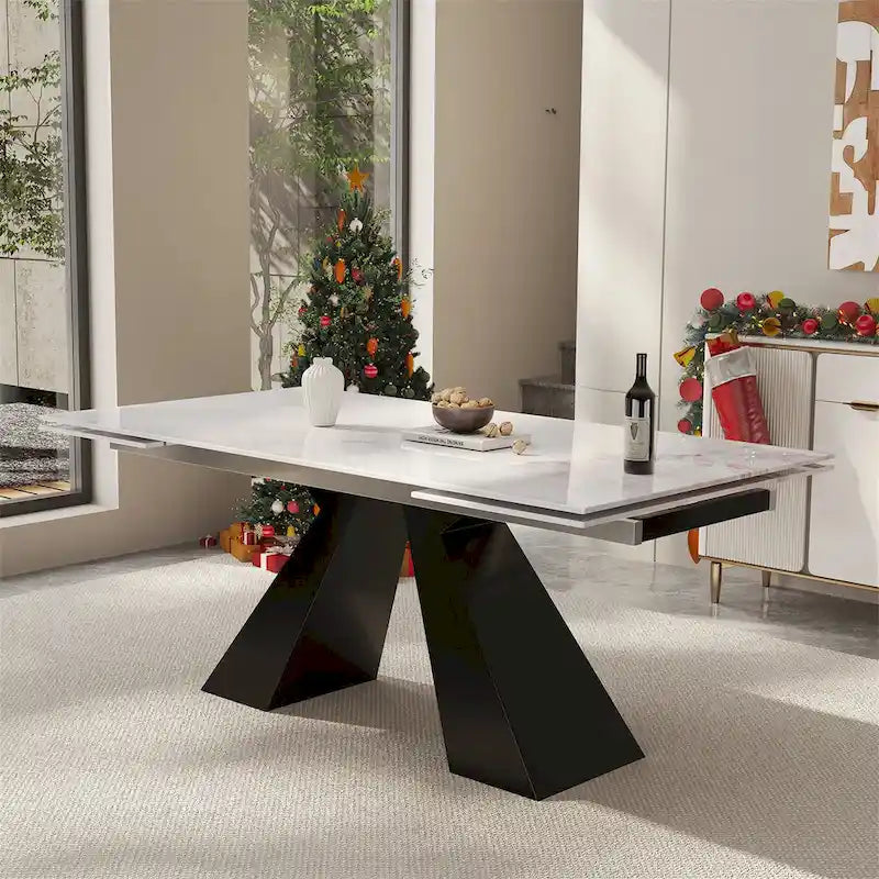 Set da pranzo estensibile in pietra sinterizzata, moderno e minimalista, per 8 persone, 9 pezzi