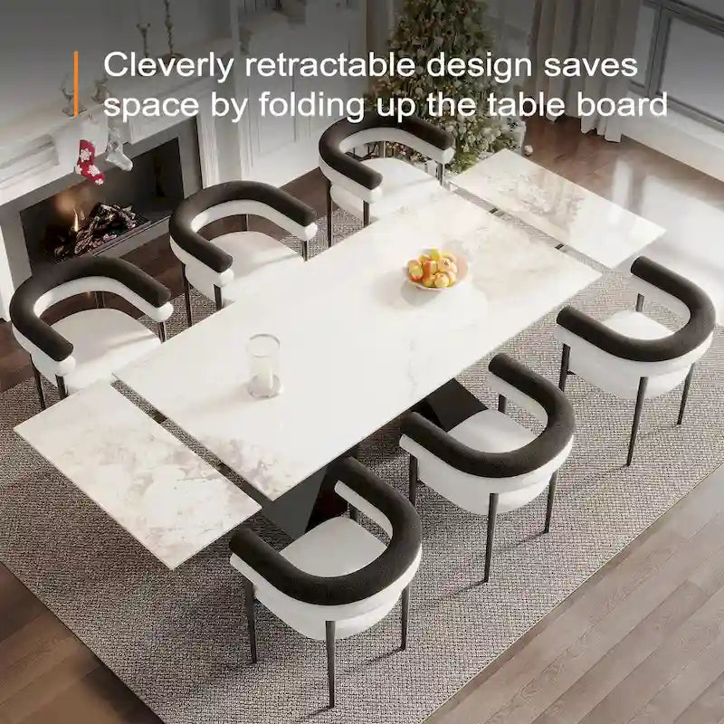 Set da pranzo estensibile in pietra sinterizzata, moderno e minimalista, per 8 persone, 9 pezzi