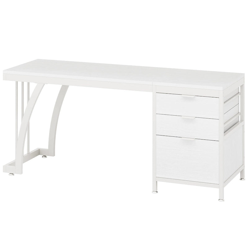 Scrivania per computer in legno/metallo da 59 pollici con 3 cassetti reversibili