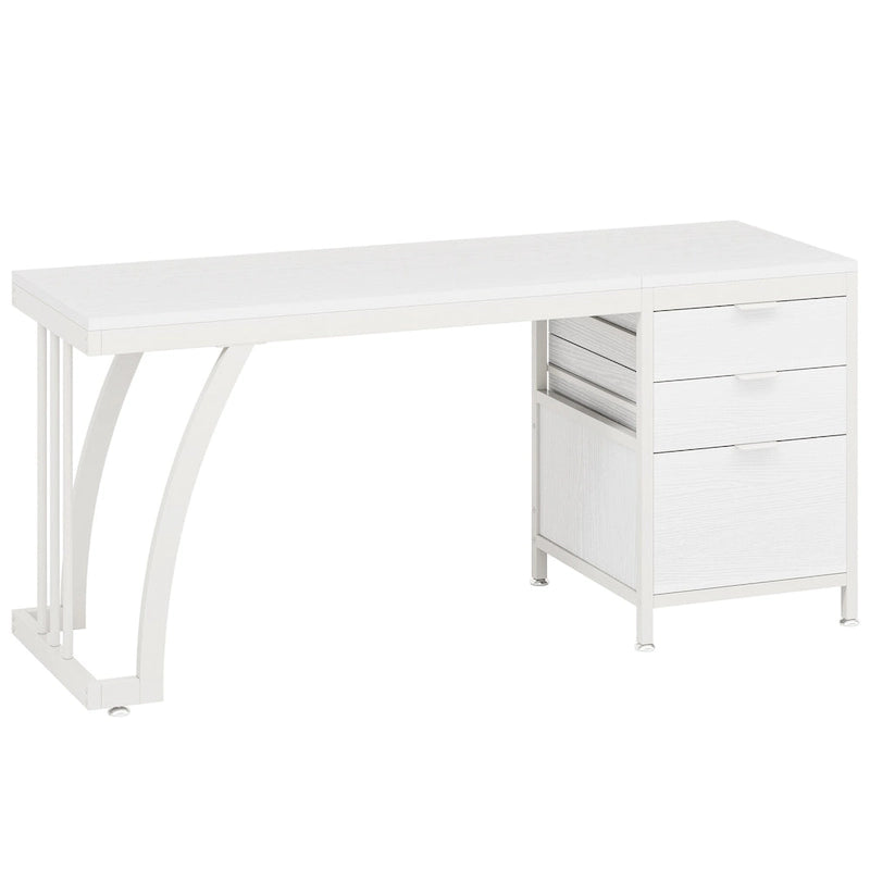 Scrivania per computer in legno/metallo da 59 pollici con 3 cassetti reversibili