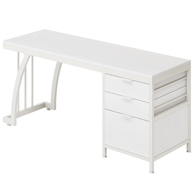 Scrivania per computer in legno/metallo da 59 pollici con 3 cassetti reversibili
