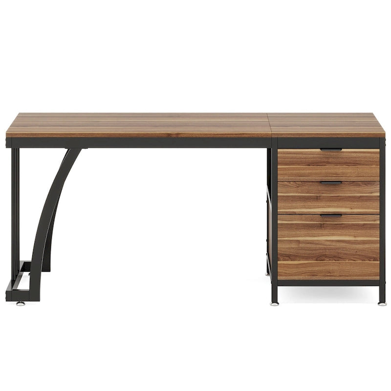 Scrivania per computer in legno/metallo da 59 pollici con 3 cassetti reversibili