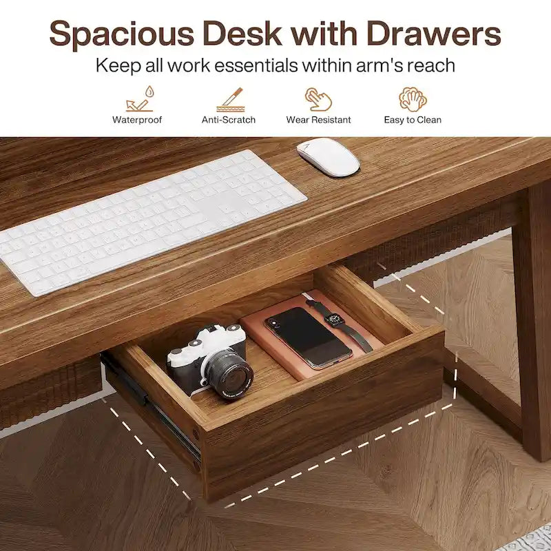 Scrivania per ufficio direzionale in legno massello con cassetto