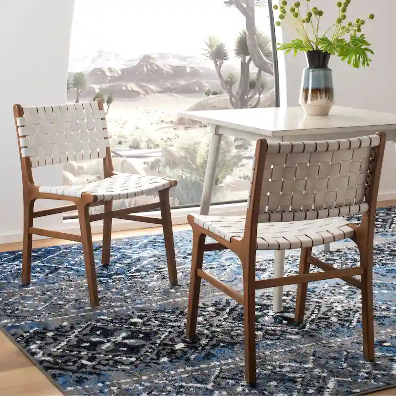 Sedia da pranzo in pelle intrecciata SAFAVIEH Hildred - Cognac / Naturale - 20Wx22Dx33H