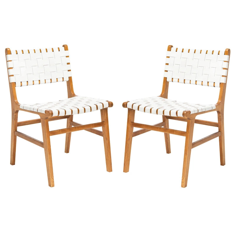 Sedia da pranzo in pelle intrecciata SAFAVIEH Hildred - Cognac / Naturale - 20Wx22Dx33H