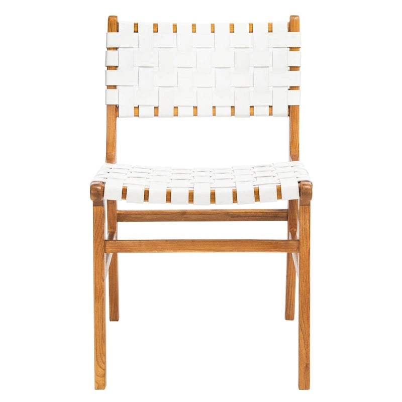 Sedia da pranzo in pelle intrecciata SAFAVIEH Hildred - Cognac / Naturale - 20Wx22Dx33H