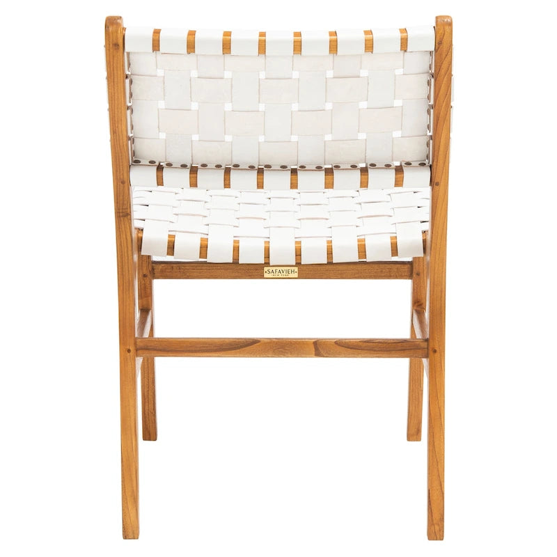 Sedia da pranzo in pelle intrecciata SAFAVIEH Hildred - Cognac / Naturale - 20Wx22Dx33H