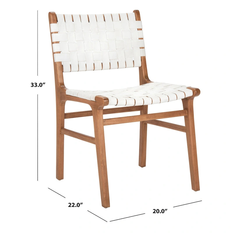 Sedia da pranzo in pelle intrecciata SAFAVIEH Hildred - Cognac / Naturale - 20Wx22Dx33H