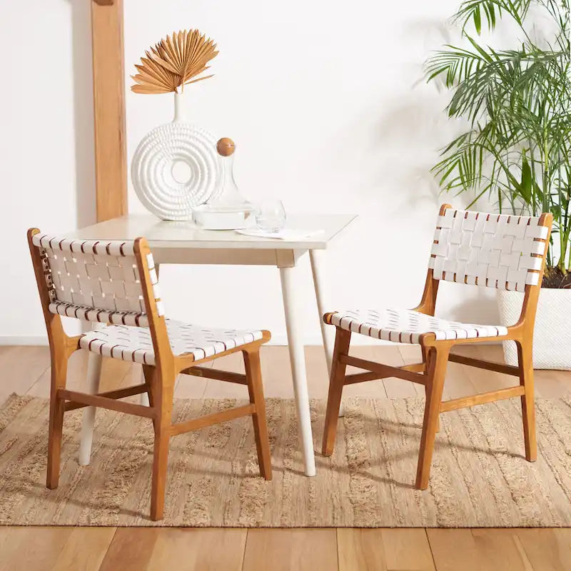 Sedia da pranzo in pelle intrecciata SAFAVIEH Hildred - Cognac / Naturale - 20Wx22Dx33H