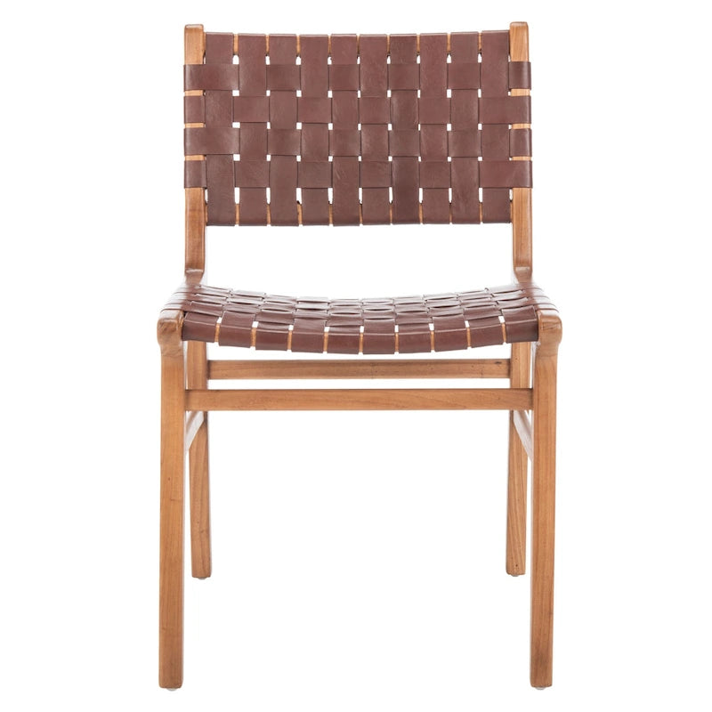Sedia da pranzo in pelle intrecciata SAFAVIEH Hildred - Cognac / Naturale - 20Wx22Dx33H