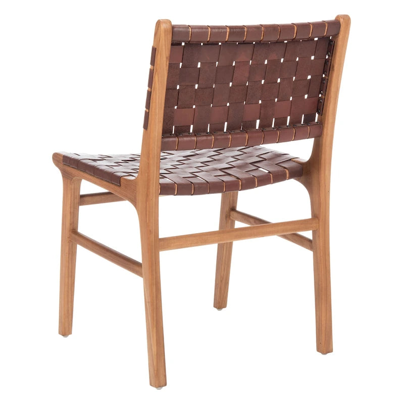Sedia da pranzo in pelle intrecciata SAFAVIEH Hildred - Cognac / Naturale - 20Wx22Dx33H