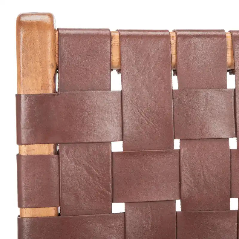 Sedia da pranzo in pelle intrecciata SAFAVIEH Hildred - Cognac / Naturale - 20Wx22Dx33H