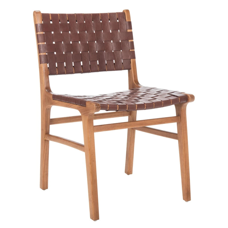 Sedia da pranzo in pelle intrecciata SAFAVIEH Hildred - Cognac / Naturale - 20Wx22Dx33H