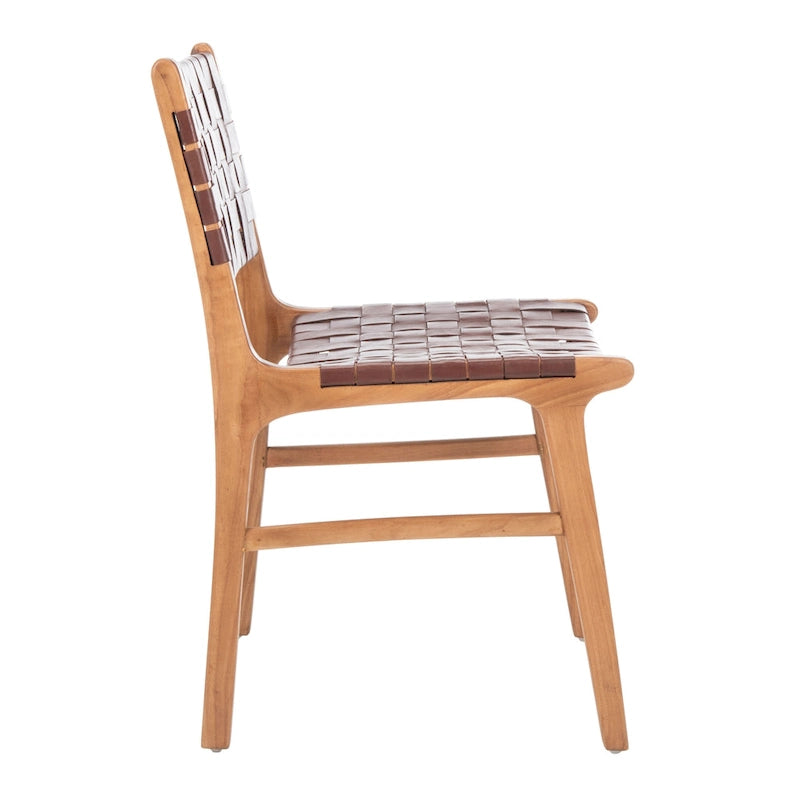 Sedia da pranzo in pelle intrecciata SAFAVIEH Hildred - Cognac / Naturale - 20Wx22Dx33H