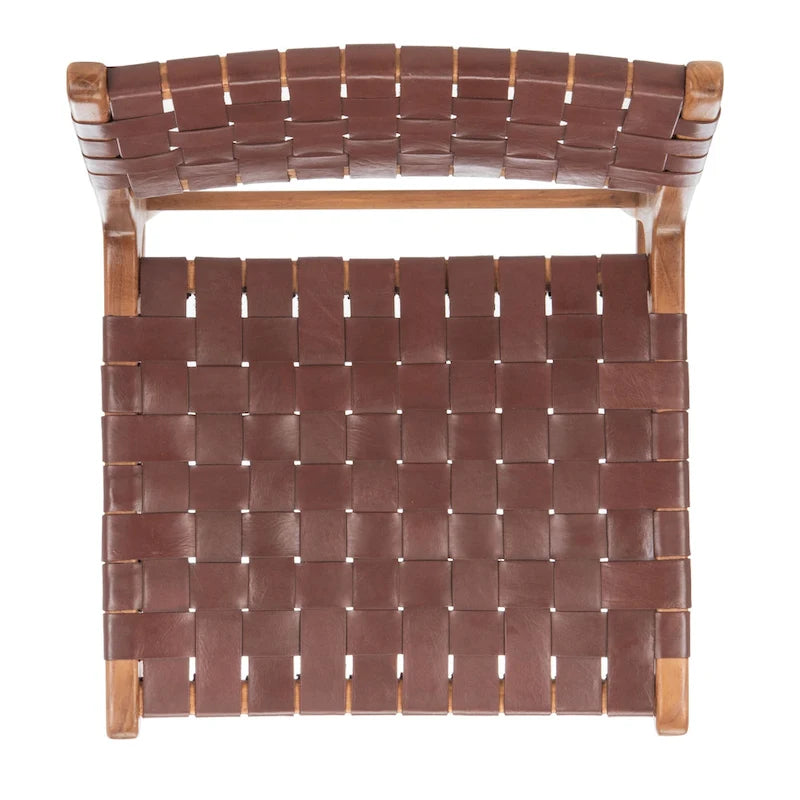 Sedia da pranzo in pelle intrecciata SAFAVIEH Hildred - Cognac / Naturale - 20Wx22Dx33H