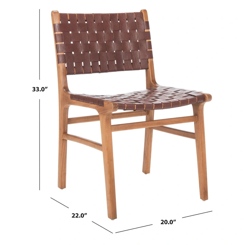 Sedia da pranzo in pelle intrecciata SAFAVIEH Hildred - Cognac / Naturale - 20Wx22Dx33H