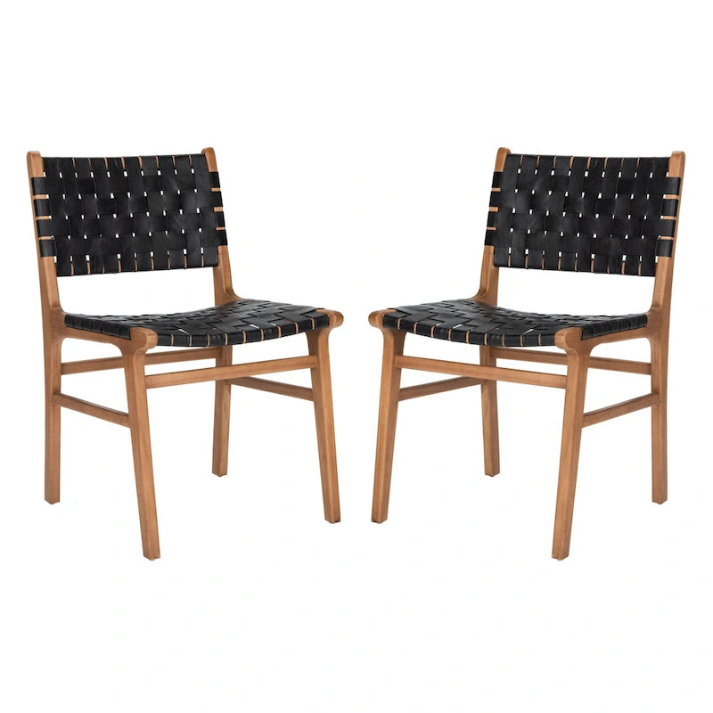 Sedia da pranzo in pelle intrecciata SAFAVIEH Hildred - Cognac / Naturale - 20Wx22Dx33H