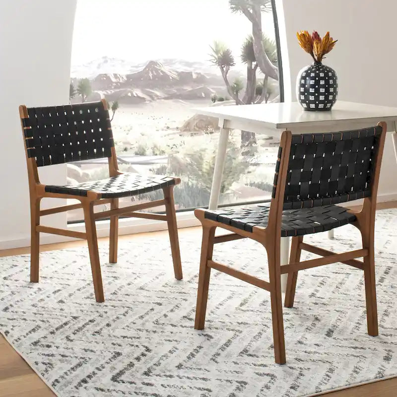 Sedia da pranzo in pelle intrecciata SAFAVIEH Hildred - Cognac / Naturale - 20Wx22Dx33H