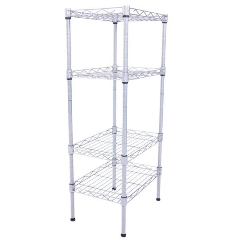 Rectangle Carbon Steel Metal Assembly 4-Shelf Storage Rack Silver Grey - 13.77  x 9.84  x 31.5 