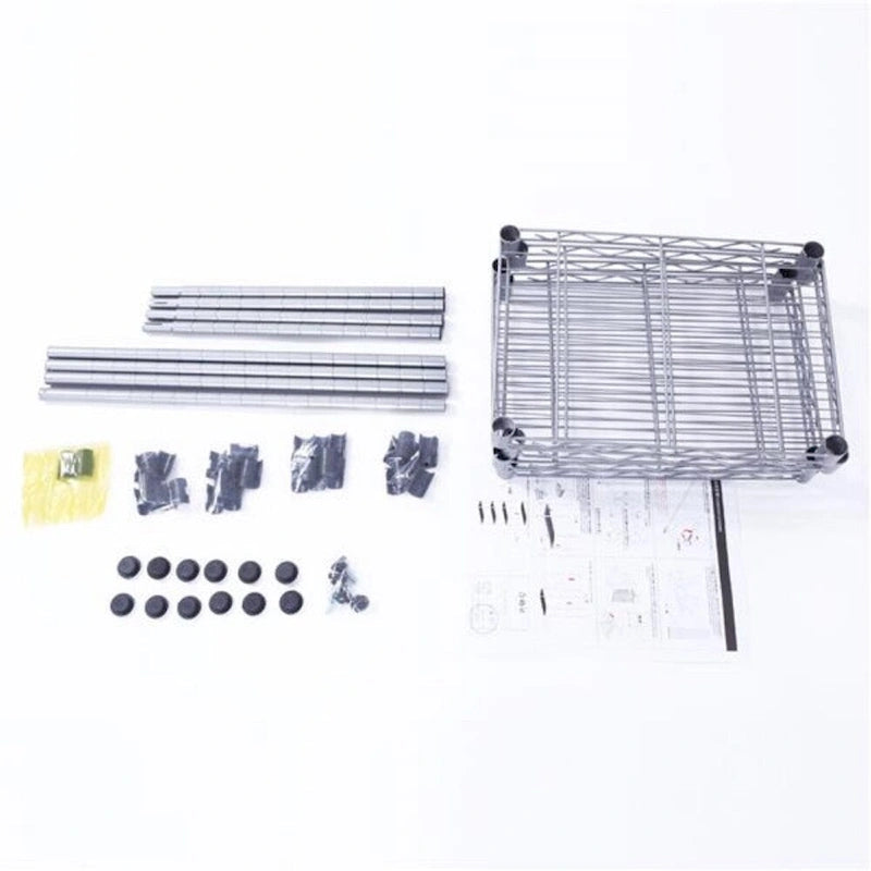 Scaffale portaoggetti rettangolare in acciaio al carbonio con 4 ripiani, grigio argento - 13,77 x 9,84 x 31,5