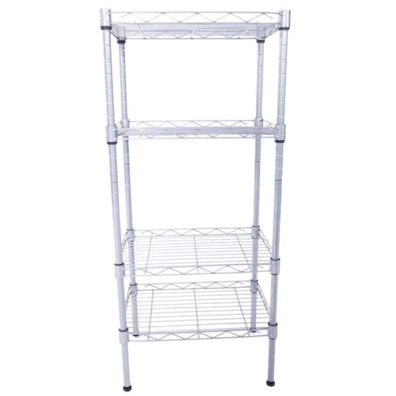 Scaffale portaoggetti rettangolare in acciaio al carbonio con 4 ripiani, grigio argento - 13,77 x 9,84 x 31,5