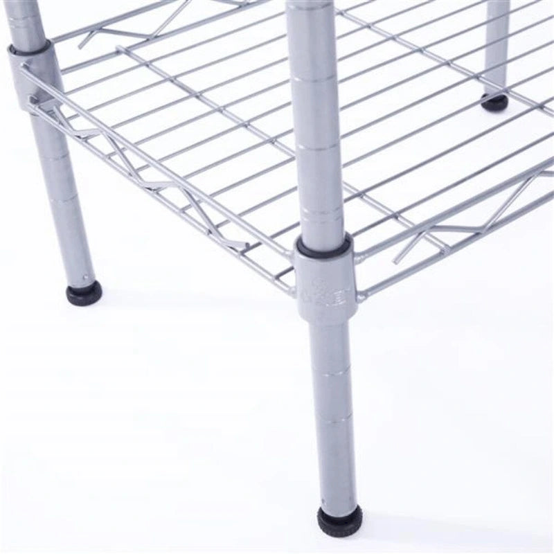 Scaffale portaoggetti rettangolare in acciaio al carbonio con 4 ripiani, grigio argento - 13,77 x 9,84 x 31,5