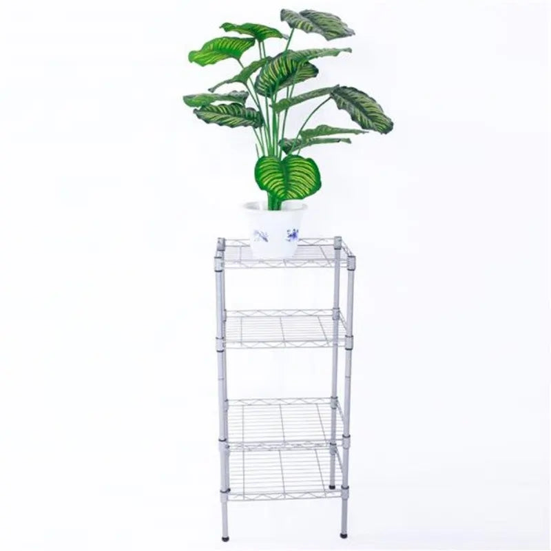 Scaffale portaoggetti rettangolare in acciaio al carbonio con 4 ripiani, grigio argento - 13,77 x 9,84 x 31,5
