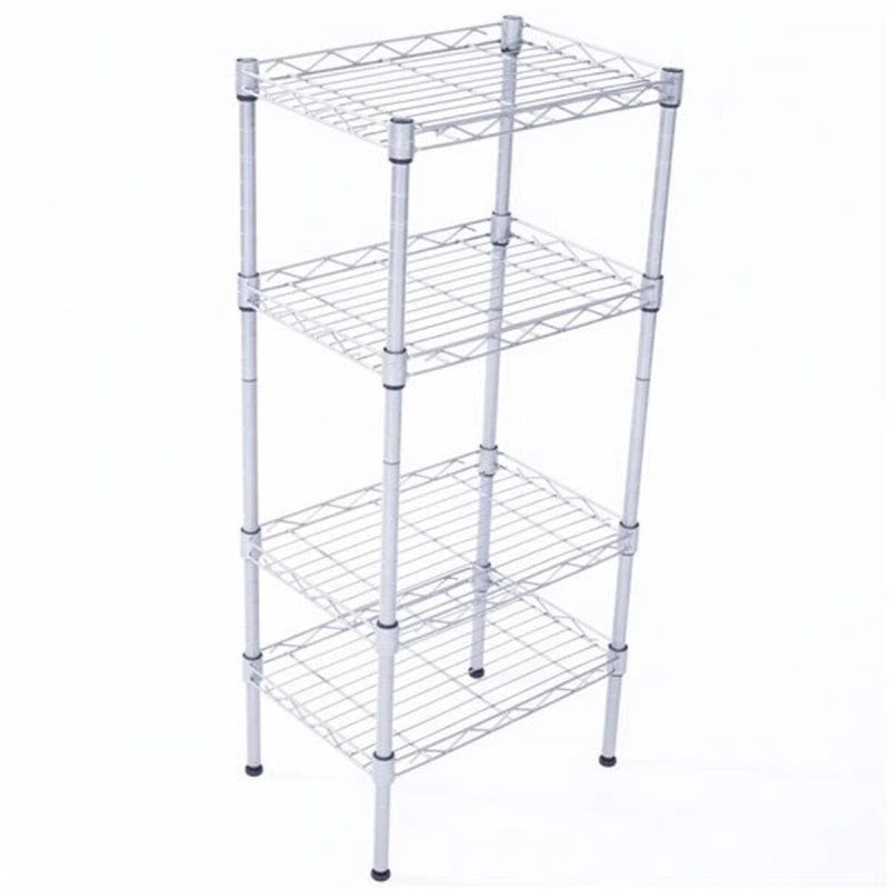 Scaffale portaoggetti rettangolare in acciaio al carbonio con 4 ripiani, grigio argento - 13,77 x 9,84 x 31,5