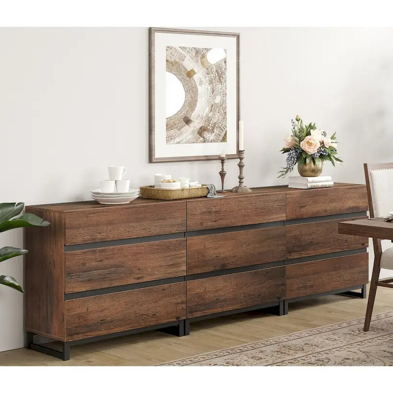 Credenza moderna 3 in 1 con 9 cassetti