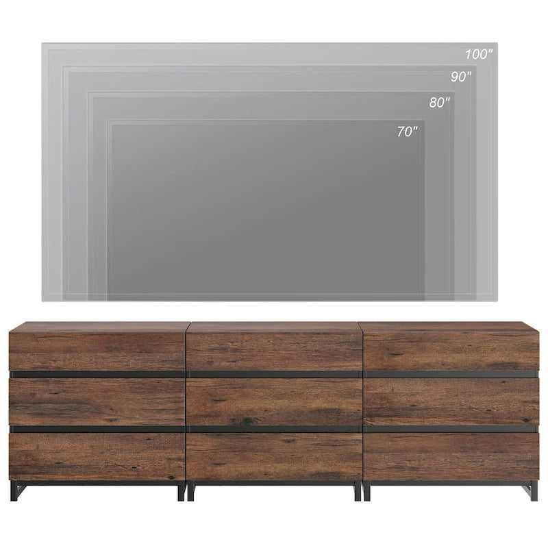 Credenza moderna 3 in 1 con 9 cassetti