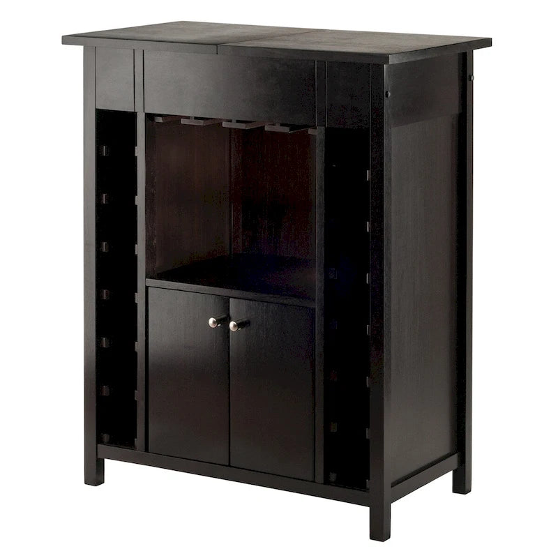 Mobiletto portabottiglie, piano espandibile, espresso - 29,92 x 17,32 x 37,01 pollici